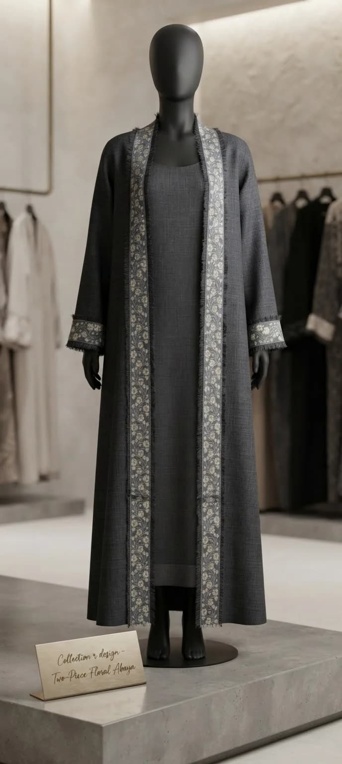 Abaya à fleur doré + foulard gratuit