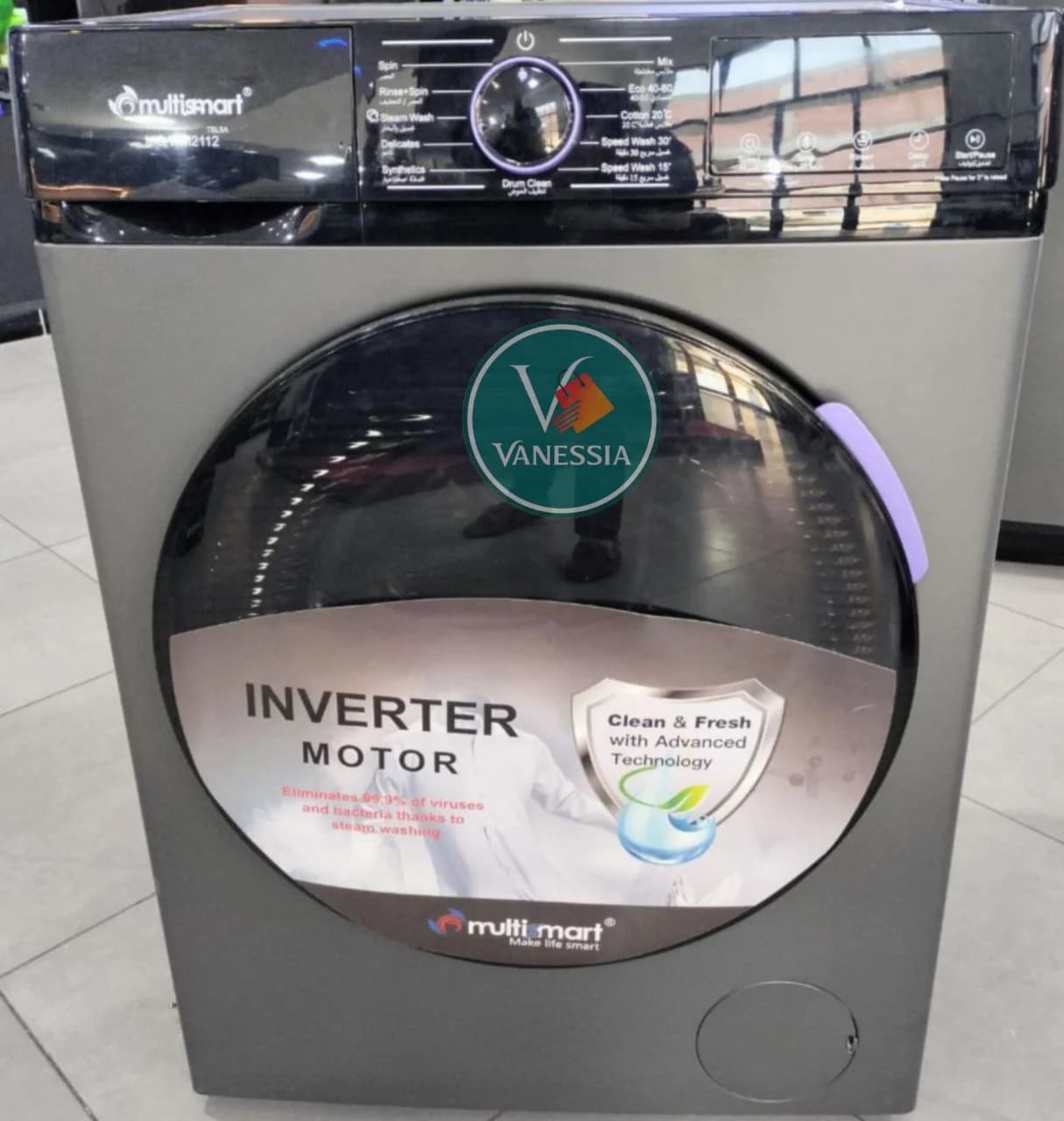 Machine à laver automatique marque multismart 8kg gris, Bleu