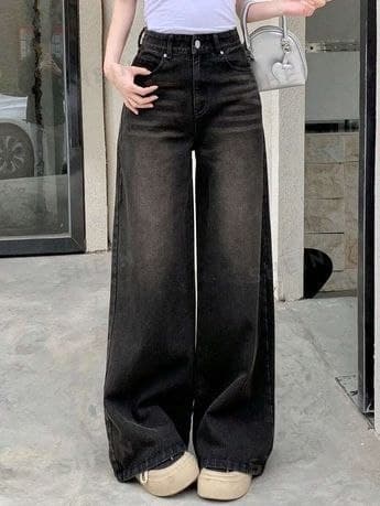 baggy jeans black 90's girls