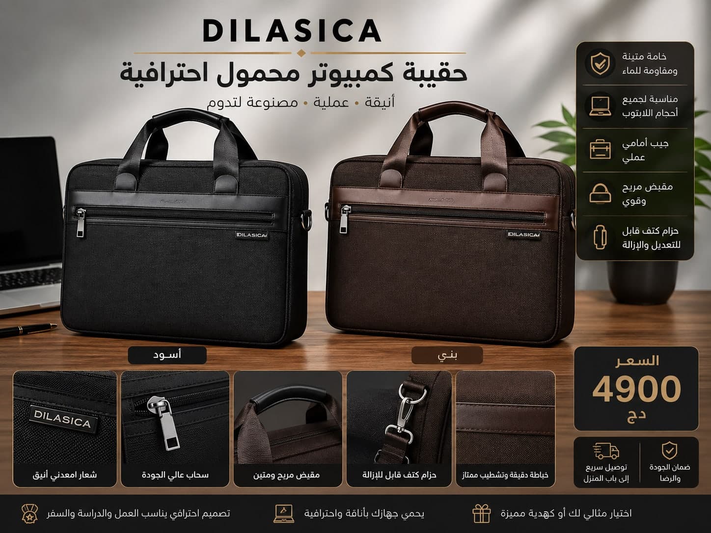 حقيبة كمبيوتر DILASICA – أنيقة وعملية