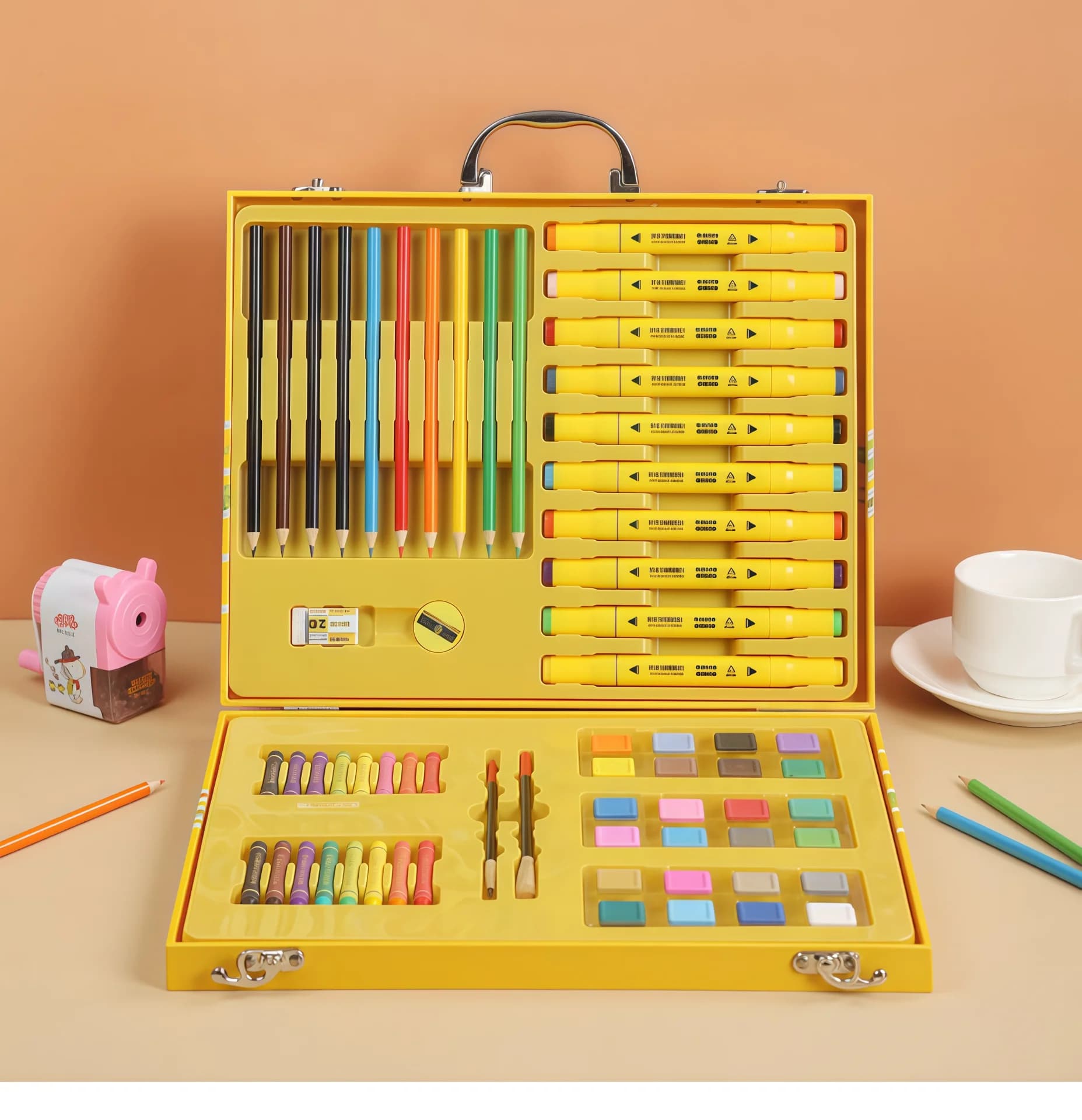 Coffret d'Art Peinture et Coloriage pour Enfants Mallette Canard Jaune
