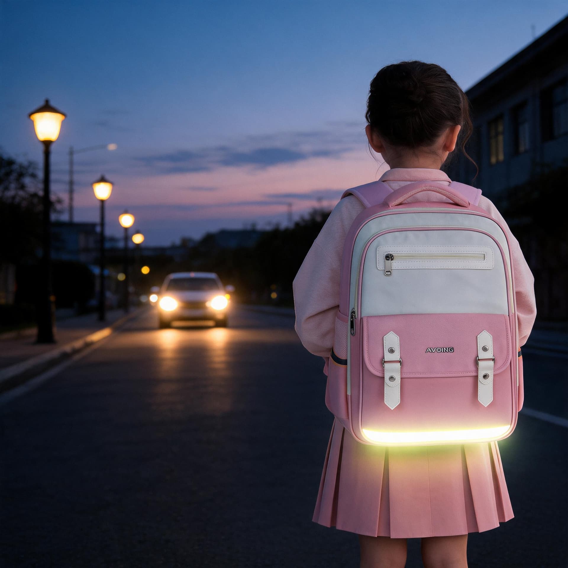 Sac à Dos Scolaire Style Kawaii Grand Volume Tissu Imperméable Bleu Nuit SACKDS08BLN - حقيبة مدرسية بتصميم كاوايي