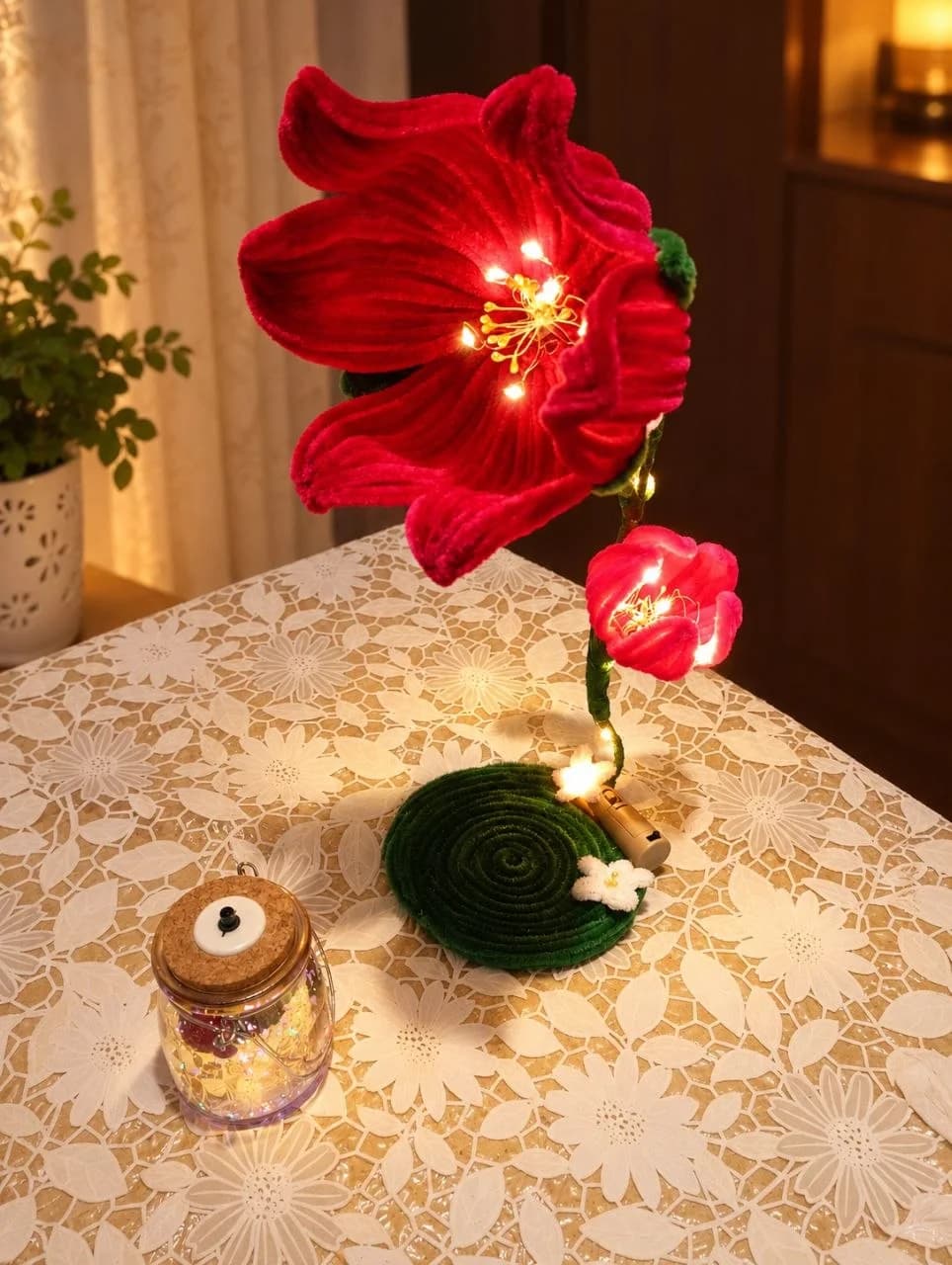 Flower pipe cleaner lamp