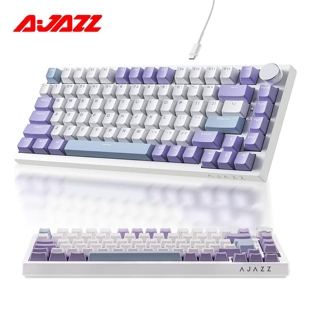 Clavier Mécanique Ajazz AK820 Purple avec Bouton de Volume et Structure Gasket - لوحة مفاتيح ميكانيكية