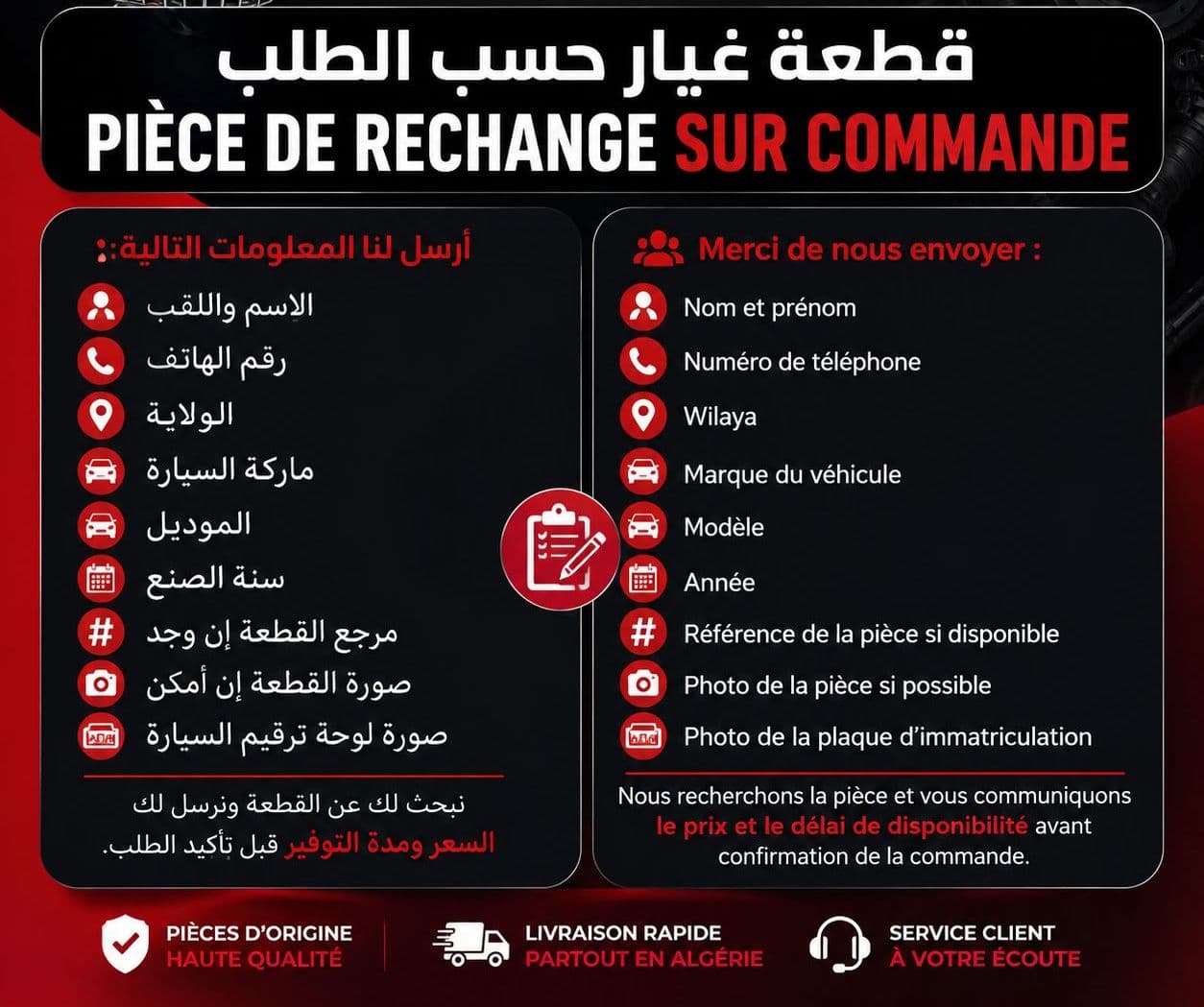 بيع قطع غيار السيارات حسب الطلب