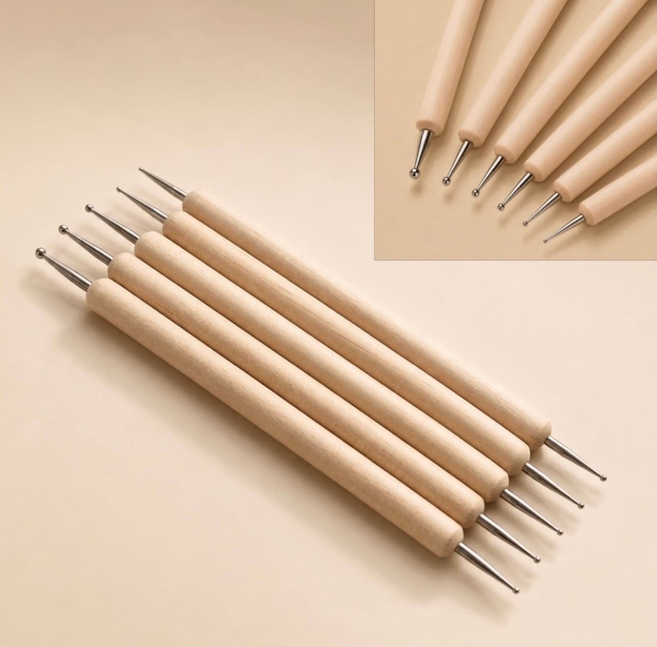 Set de Dotting Tools / Stylets Nail Art en Bois (5 Pièces)