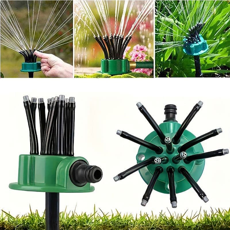 Arroseur de Jardin Rotatif 360 dégrée Multidirectionnel 12 Tuyaux Flexibles - رشاش مياه حدائق متعدد الاتجاهات 360 درجة بـ 12 خرطوم مرن