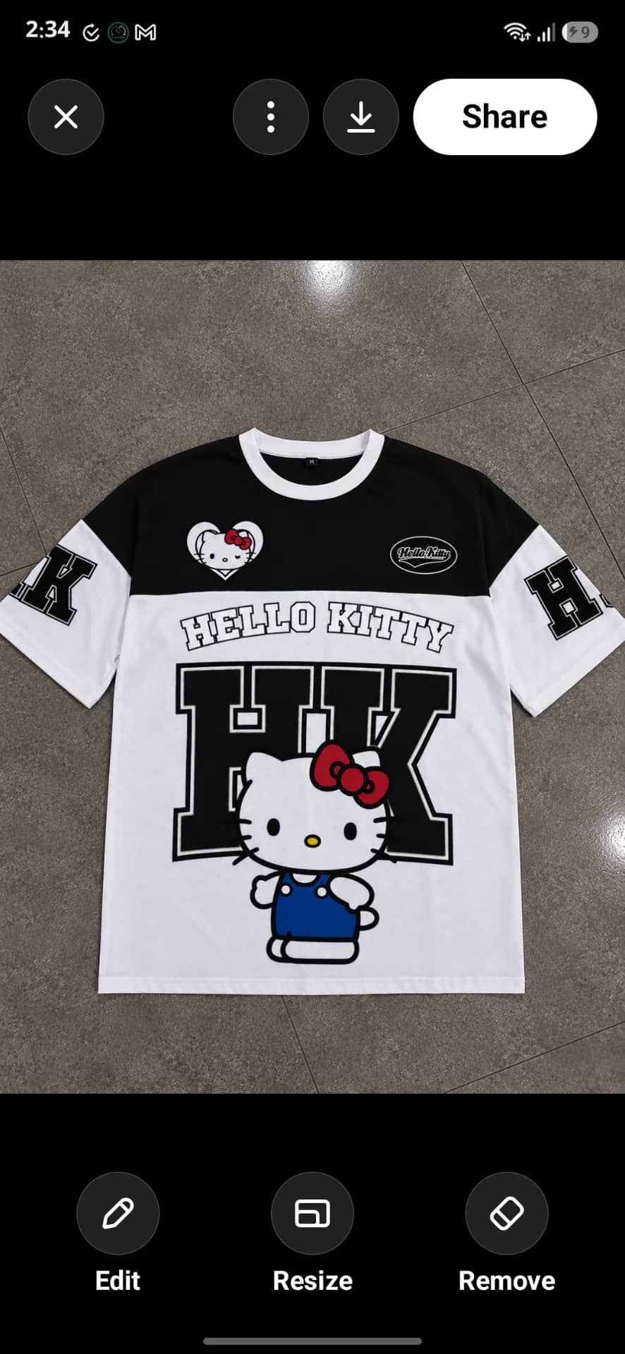 helloo kitty jersey black