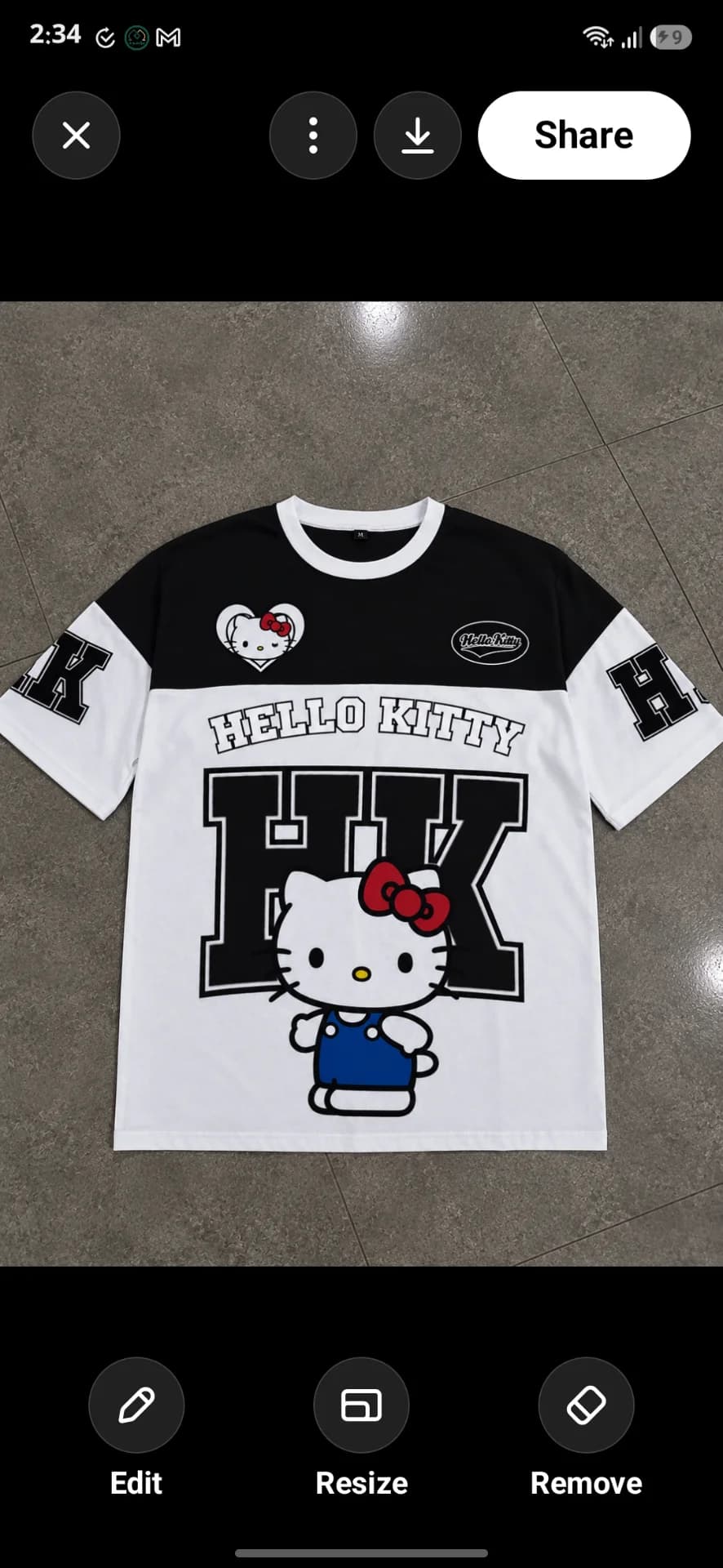 helloo kitty jersey black