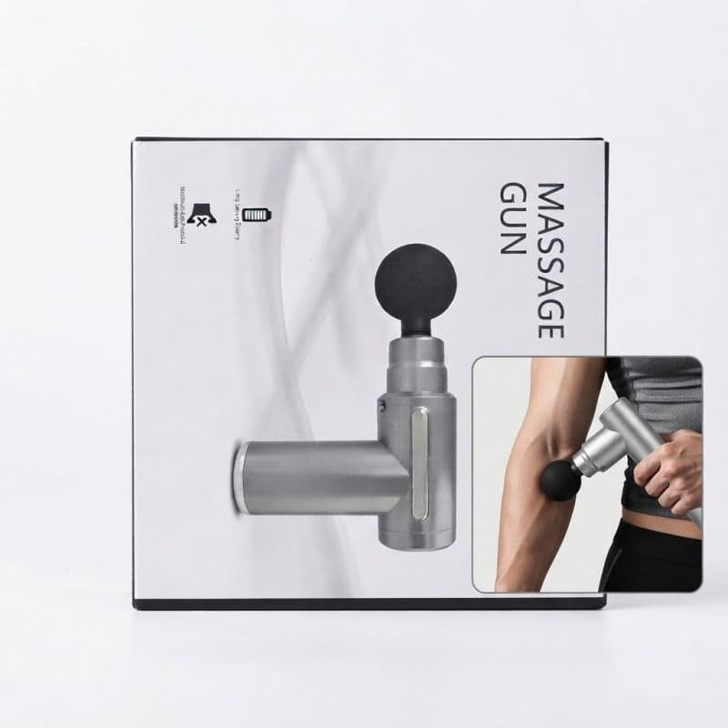 مسدس تدليك العضلات اللاسلكي المحمول (Massage Gun) مع 4 رؤوس تدليك قابلة للتبديل وكابل شحن USB