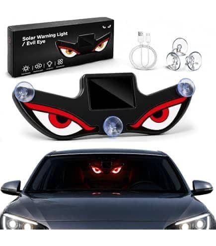 إضاءة تحذيرية وتزيينية للسيارات بتصميم "عين الشر" (Evil Eye) تعمل بالطاقة الشمسية