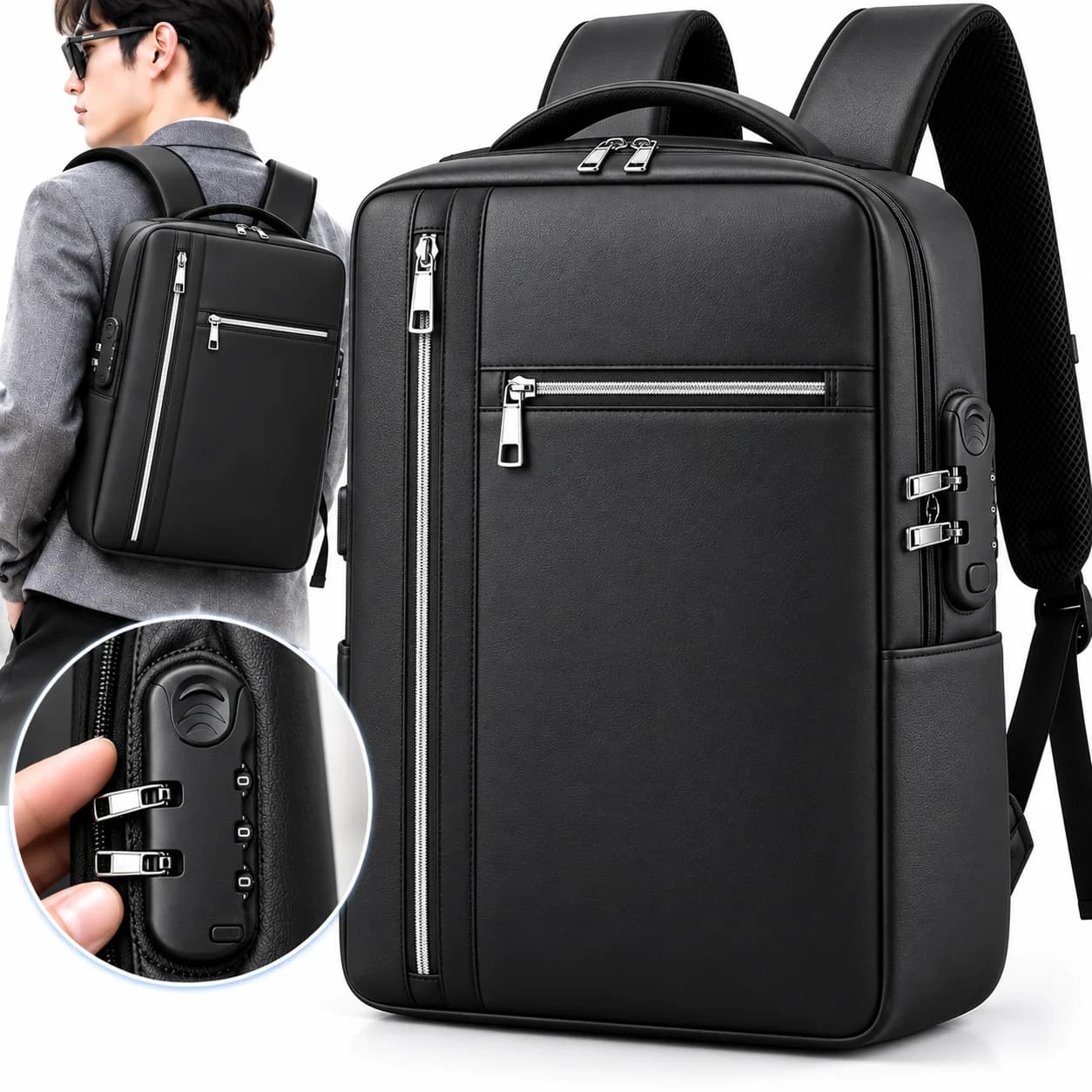 Sac à Dos Antivol Grande Capacité Noir– YP-02 – حقيبة ظهر مضادة للسرقة