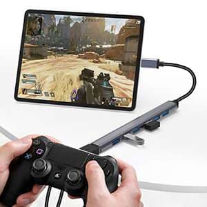 موزع USB متعدد المنافذ مصنوع من الألومنيوم مع 7 محولات USB-C 3.0 لأجهزة MacBook - فضي