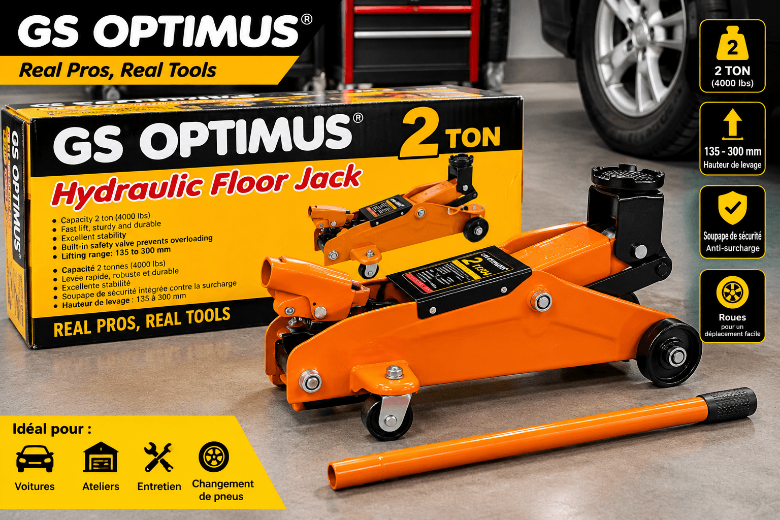 Cric chariot GS OPTIMUS – 2 tonnes